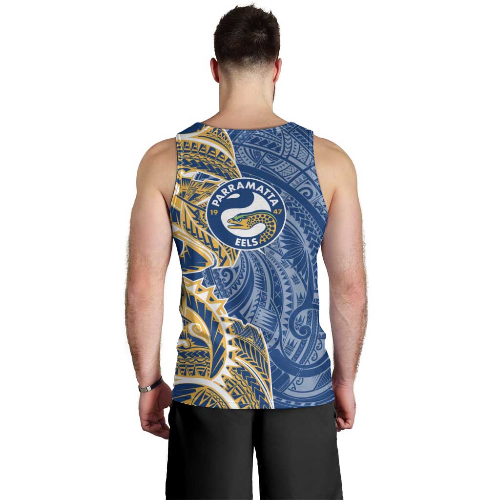 Parramatta Eels Men Tank Top Polynesian Tribal Tattoo Pacific Sport Art