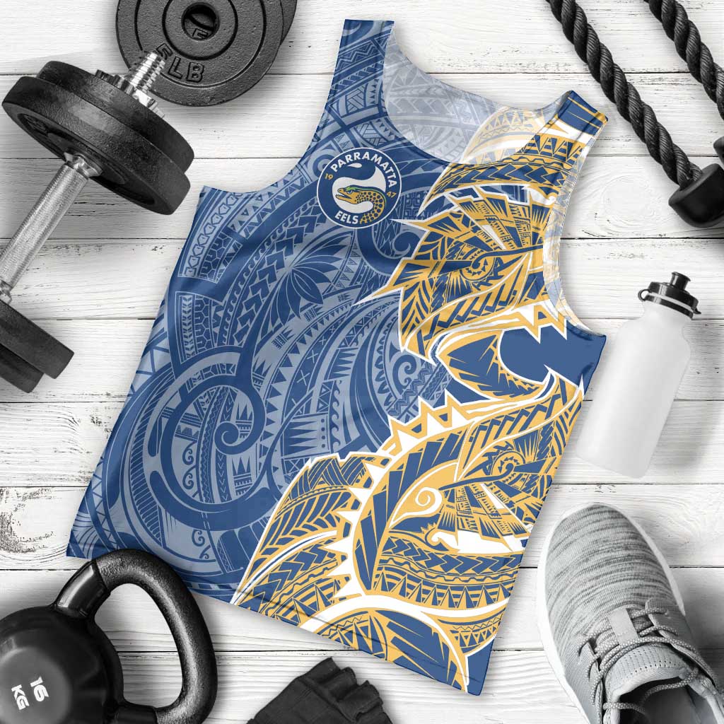 Parramatta Eels Men Tank Top Polynesian Tribal Tattoo Pacific Sport Art