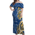 Parramatta Eels Off Shoulder Maxi Dress Polynesian Tribal Tattoo Pacific Sport Art