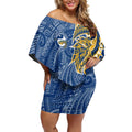 Parramatta Eels Off Shoulder Short Dress Polynesian Tribal Tattoo Pacific Sport Art