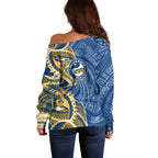 Parramatta Eels Off Shoulder Sweater Polynesian Tribal Tattoo Pacific Sport Art