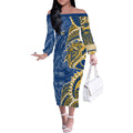 Parramatta Eels Off The Shoulder Long Sleeve Dress Polynesian Tribal Tattoo Pacific Sport Art