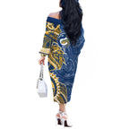 Parramatta Eels Off The Shoulder Long Sleeve Dress Polynesian Tribal Tattoo Pacific Sport Art