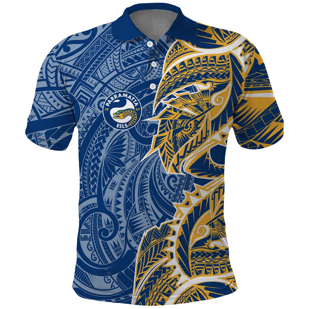 Parramatta Eels Polo Shirt Polynesian Tribal Tattoo Pacific Sport Art