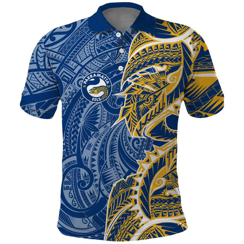 Parramatta Eels Polo Shirt Polynesian Tribal Tattoo Pacific Sport Art