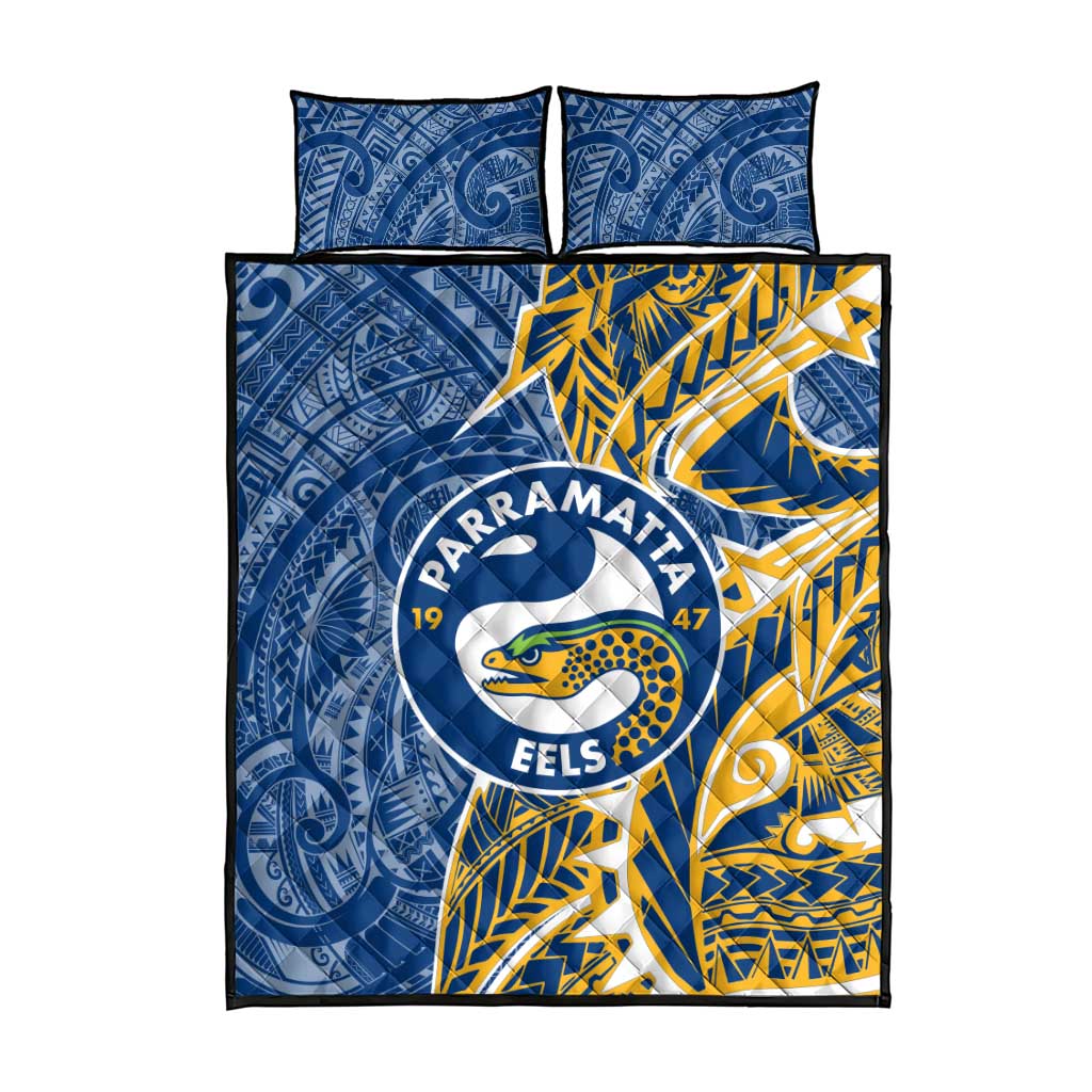 Parramatta Eels Quilt Bed Set Polynesian Tribal Tattoo Pacific Sport Art