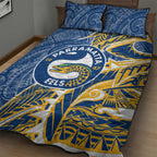 Parramatta Eels Quilt Bed Set Polynesian Tribal Tattoo Pacific Sport Art