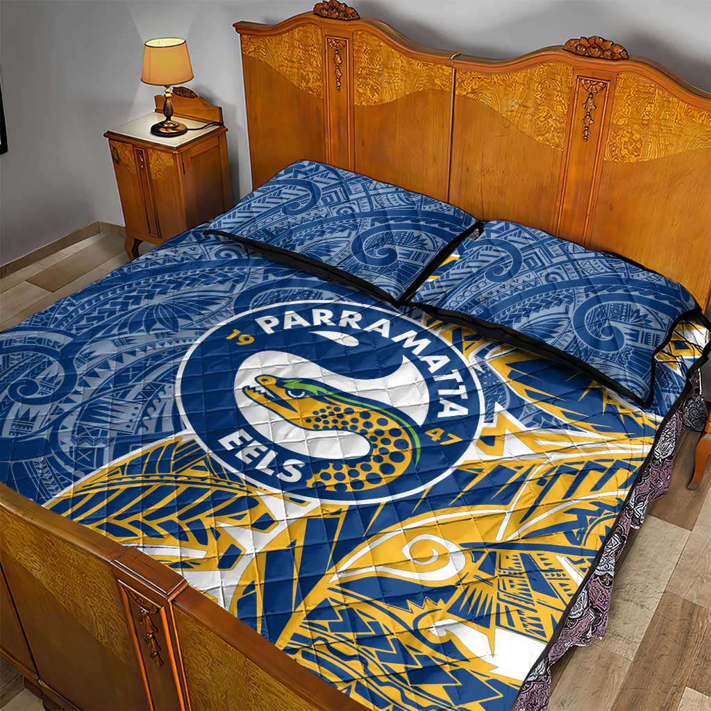 Parramatta Eels Quilt Bed Set Polynesian Tribal Tattoo Pacific Sport Art