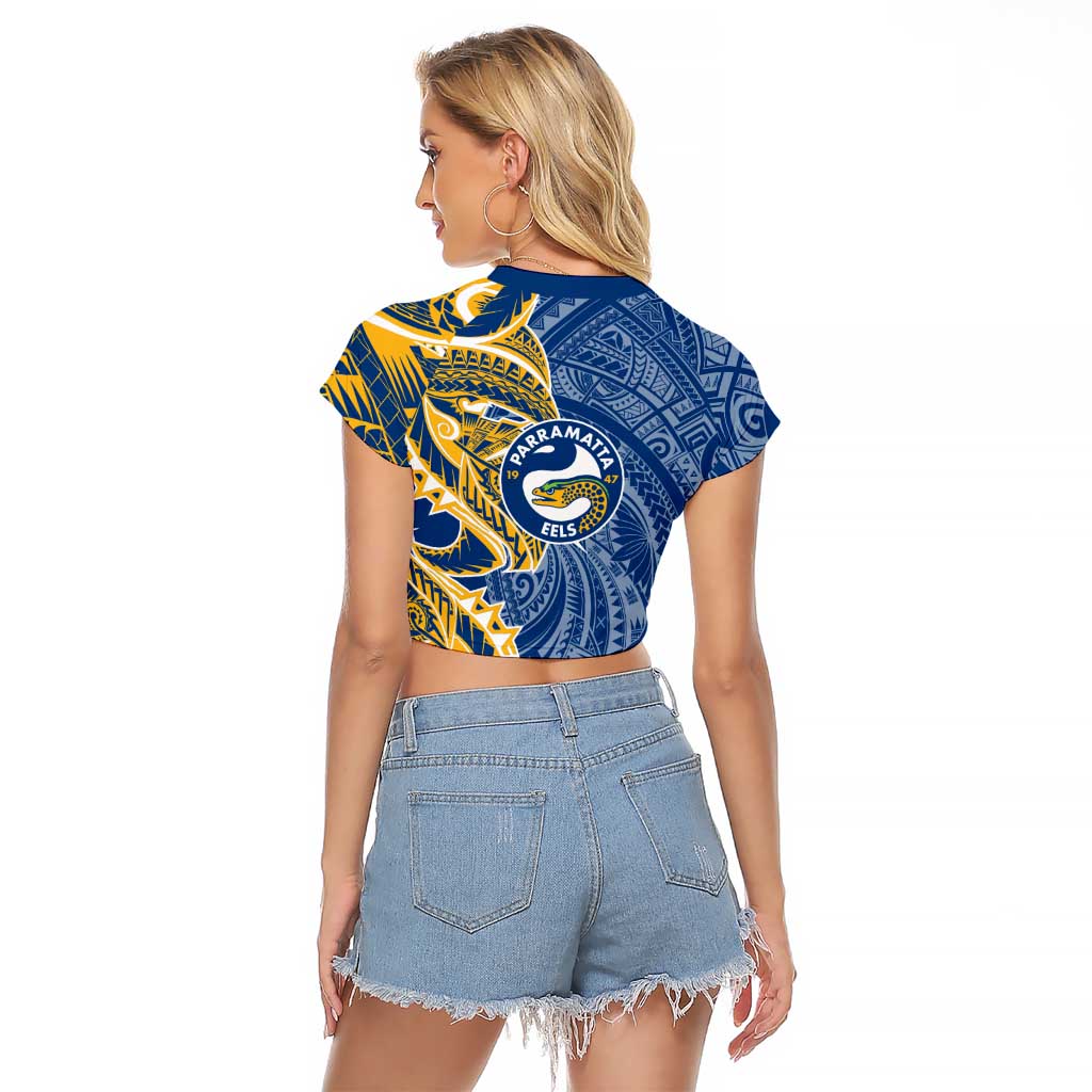 Parramatta Eels Raglan Cropped T Shirt Polynesian Tribal Tattoo Pacific Sport Art