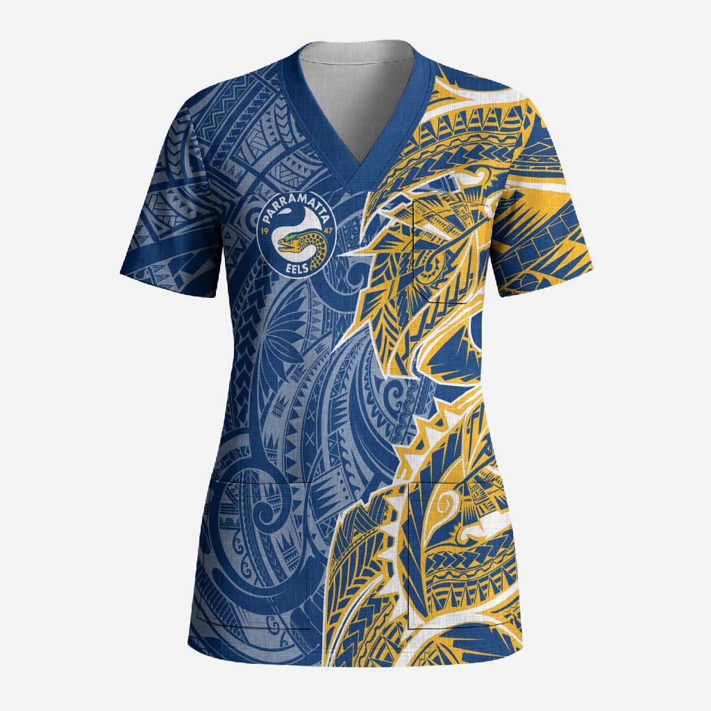 Parramatta Eels Scrub Top Polynesian Tribal Tattoo Pacific Sport Art