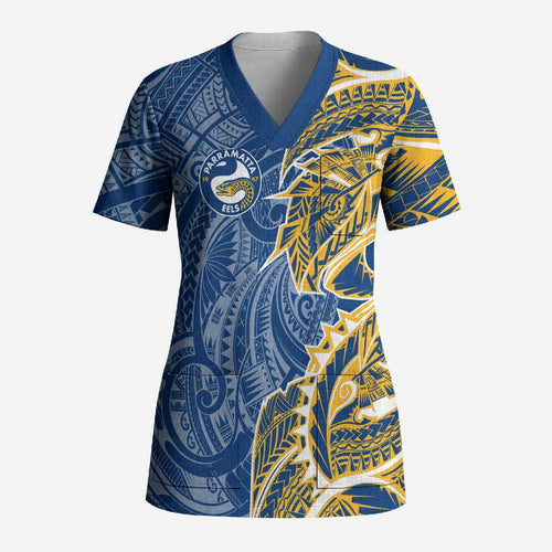 Parramatta Eels Scrub Top Polynesian Tribal Tattoo Pacific Sport Art