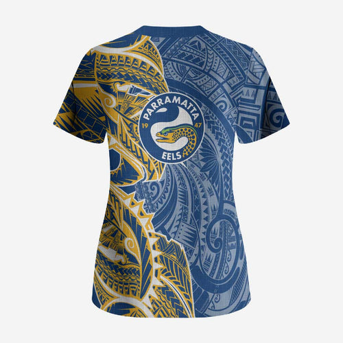 Parramatta Eels Scrub Top Polynesian Tribal Tattoo Pacific Sport Art