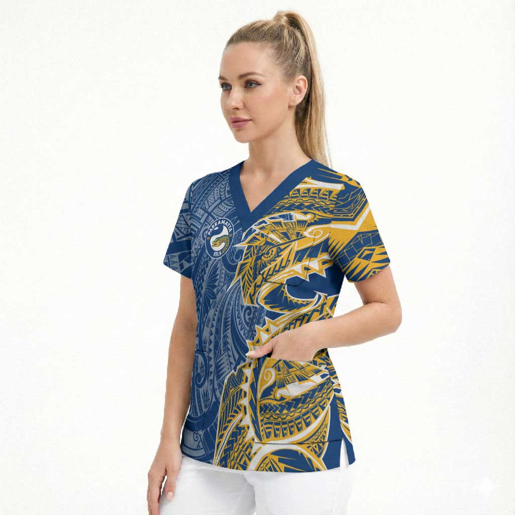 Parramatta Eels Scrub Top Polynesian Tribal Tattoo Pacific Sport Art