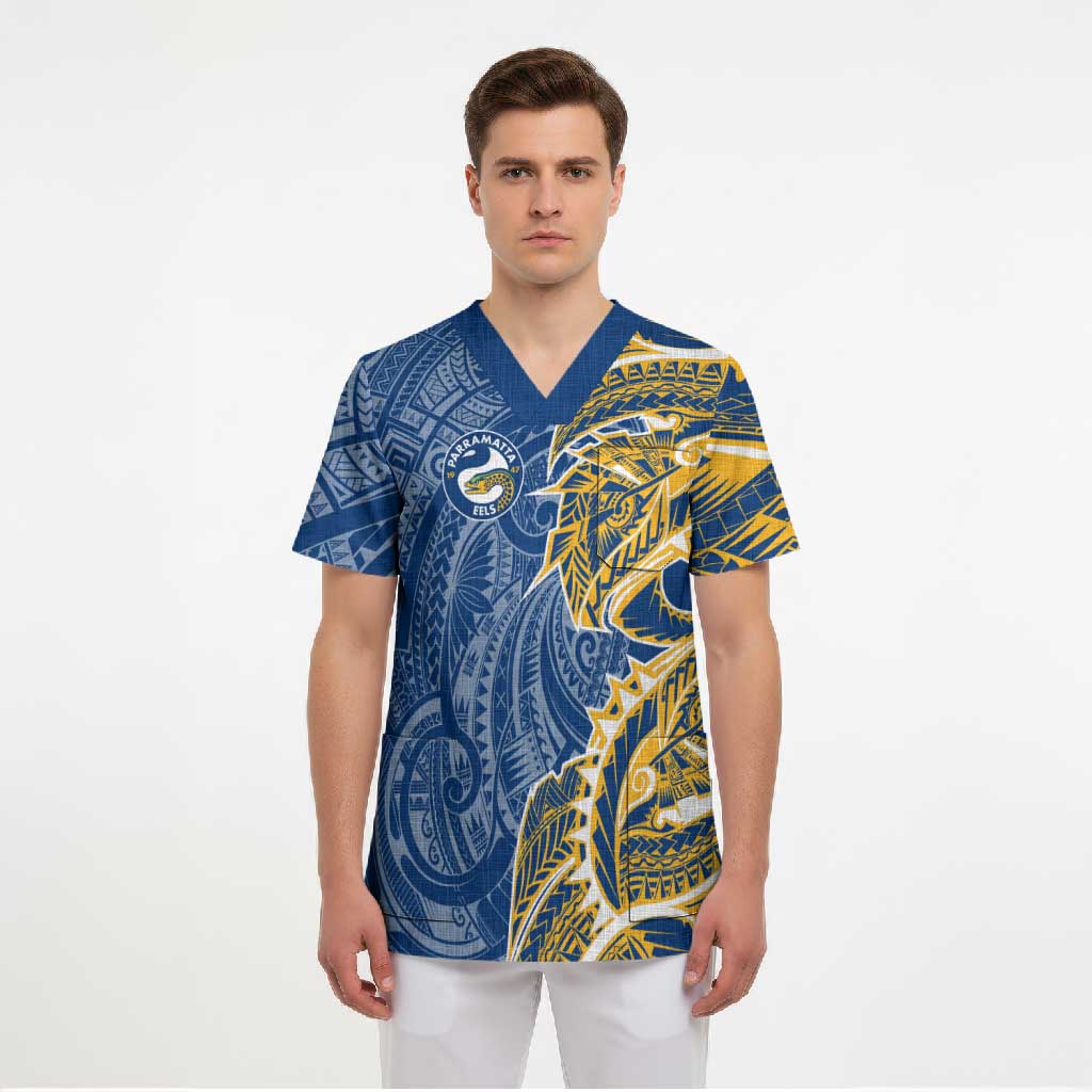 Parramatta Eels Scrub Top Polynesian Tribal Tattoo Pacific Sport Art