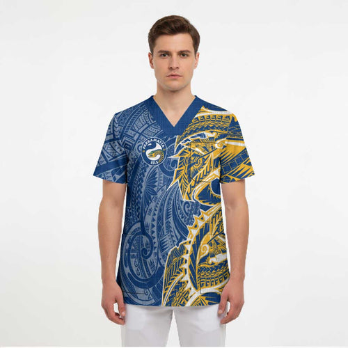 Parramatta Eels Scrub Top Polynesian Tribal Tattoo Pacific Sport Art