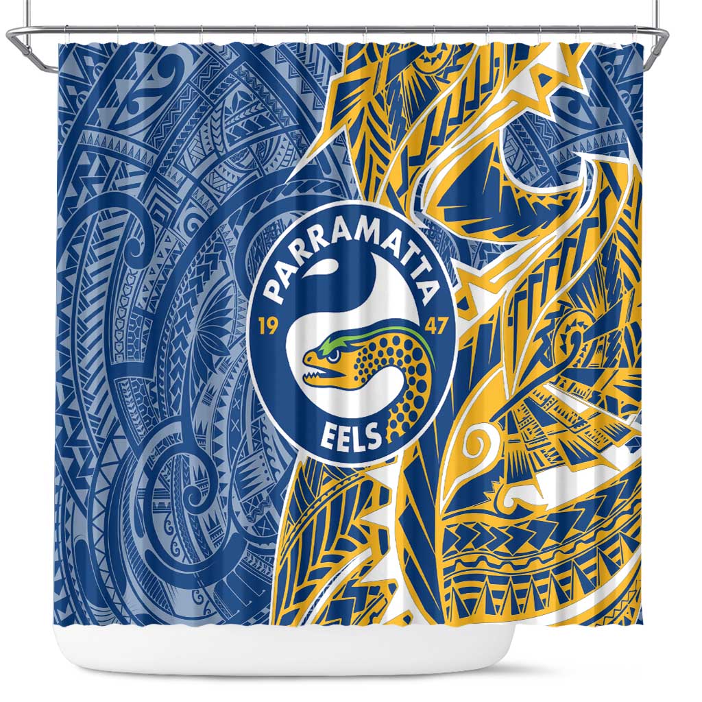 Parramatta Eels Shower Curtain Polynesian Tribal Tattoo Pacific Sport Art