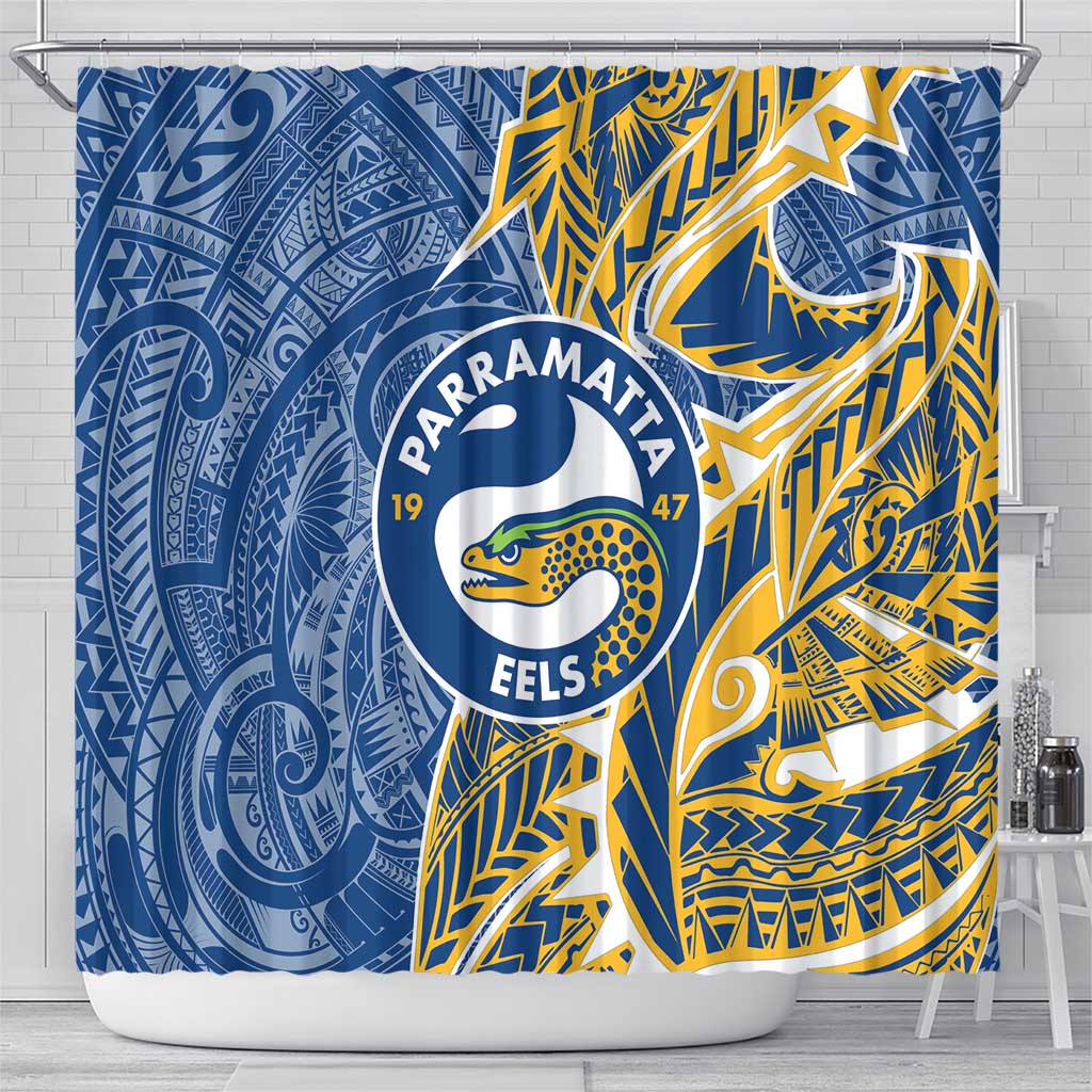 Parramatta Eels Shower Curtain Polynesian Tribal Tattoo Pacific Sport Art