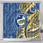 Parramatta Eels Shower Curtain Polynesian Tribal Tattoo Pacific Sport Art