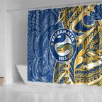 Parramatta Eels Shower Curtain Polynesian Tribal Tattoo Pacific Sport Art