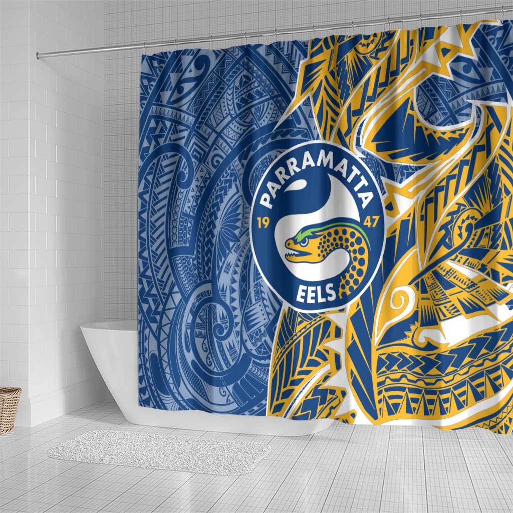 Parramatta Eels Shower Curtain Polynesian Tribal Tattoo Pacific Sport Art