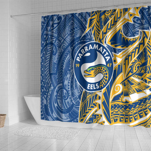 Parramatta Eels Shower Curtain Polynesian Tribal Tattoo Pacific Sport Art