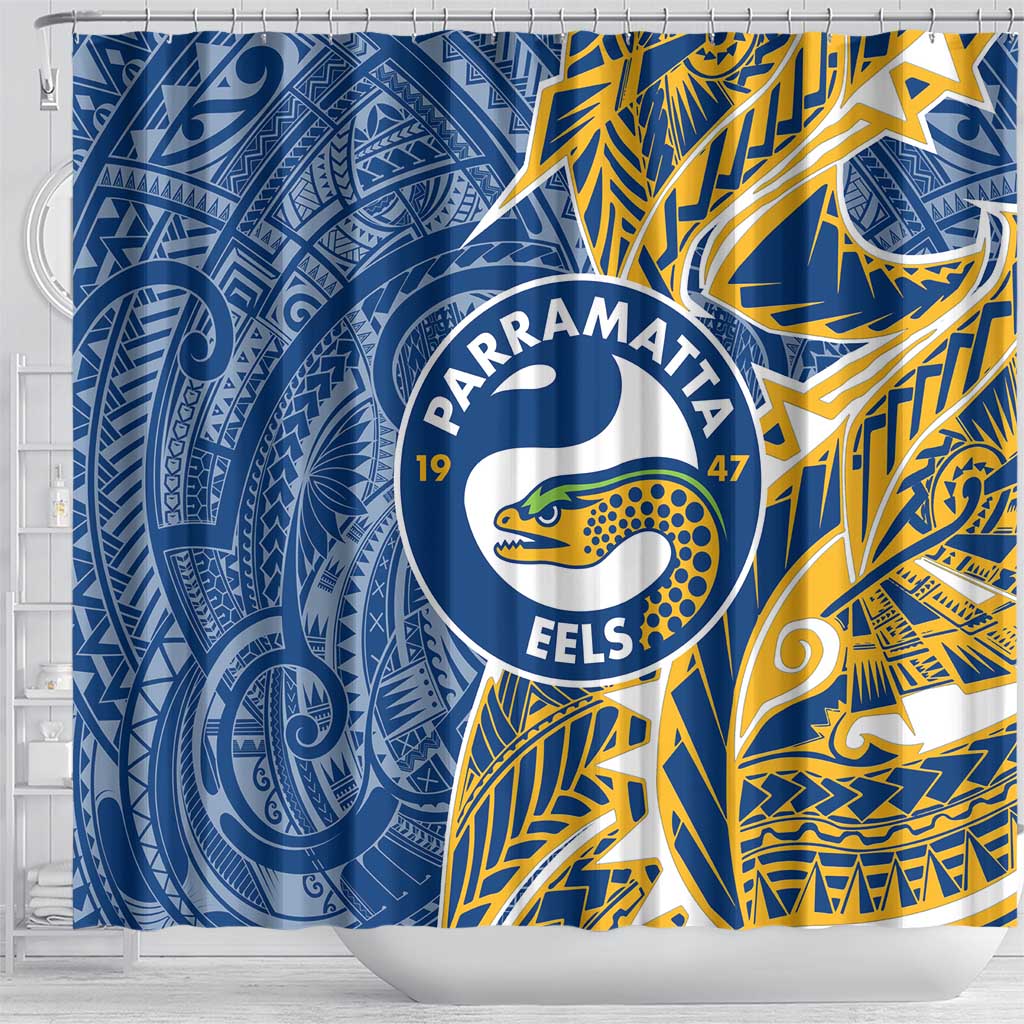 Parramatta Eels Shower Curtain Polynesian Tribal Tattoo Pacific Sport Art