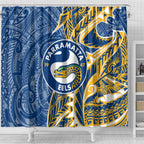 Parramatta Eels Shower Curtain Polynesian Tribal Tattoo Pacific Sport Art