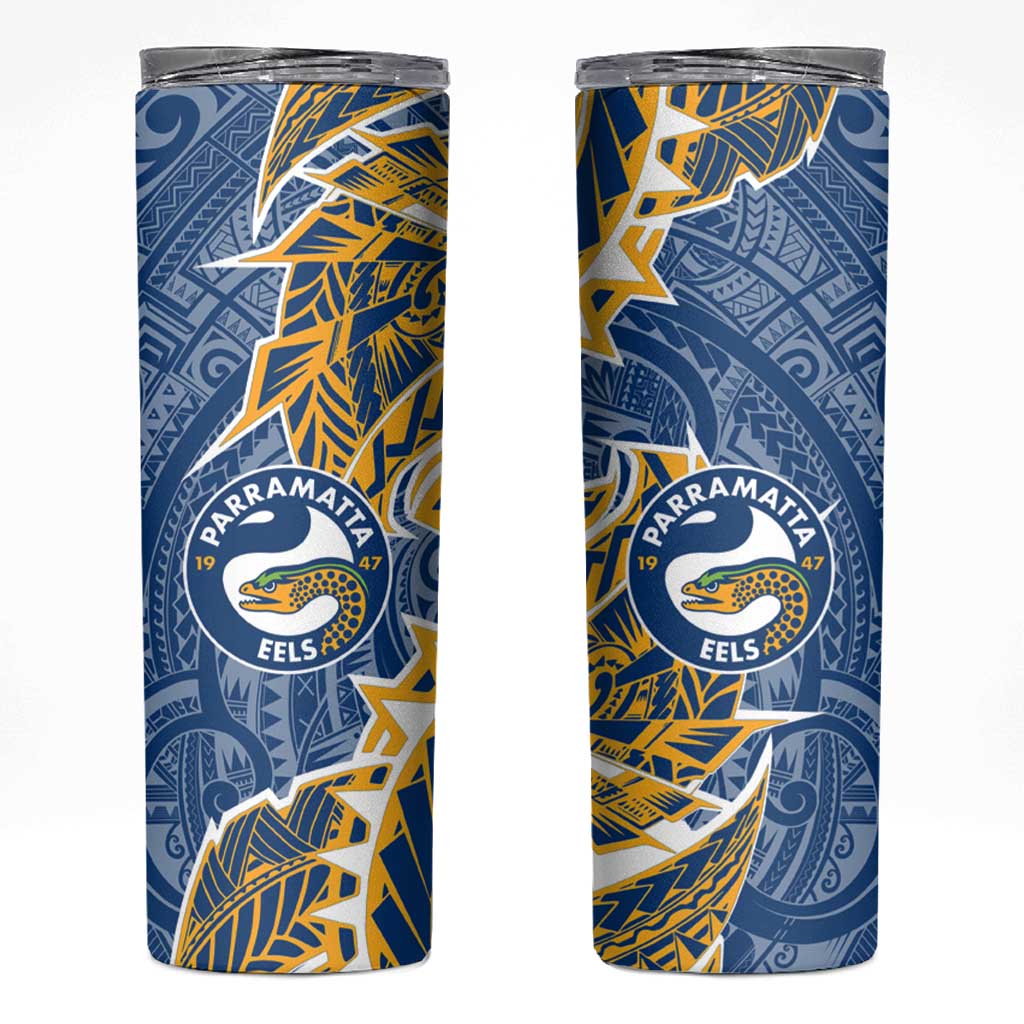 Parramatta Eels Skinny Tumbler Polynesian Tribal Tattoo Pacific Sport Art
