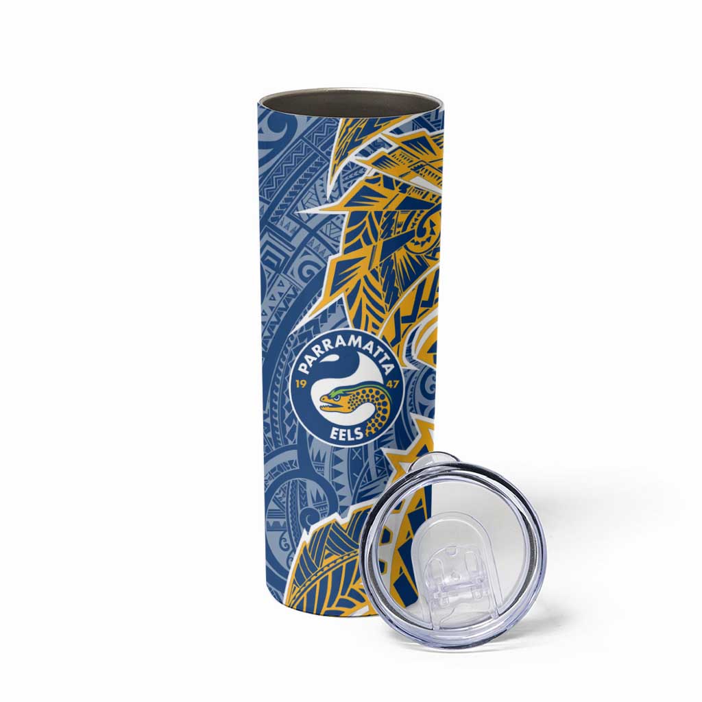 Parramatta Eels Skinny Tumbler Polynesian Tribal Tattoo Pacific Sport Art