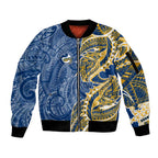 Parramatta Eels Sleeve Zip Bomber Jacket Polynesian Tribal Tattoo Pacific Sport Art