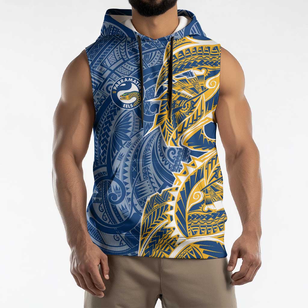 Parramatta Eels Sleeveless Hoodie Polynesian Tribal Tattoo Pacific Sport Art