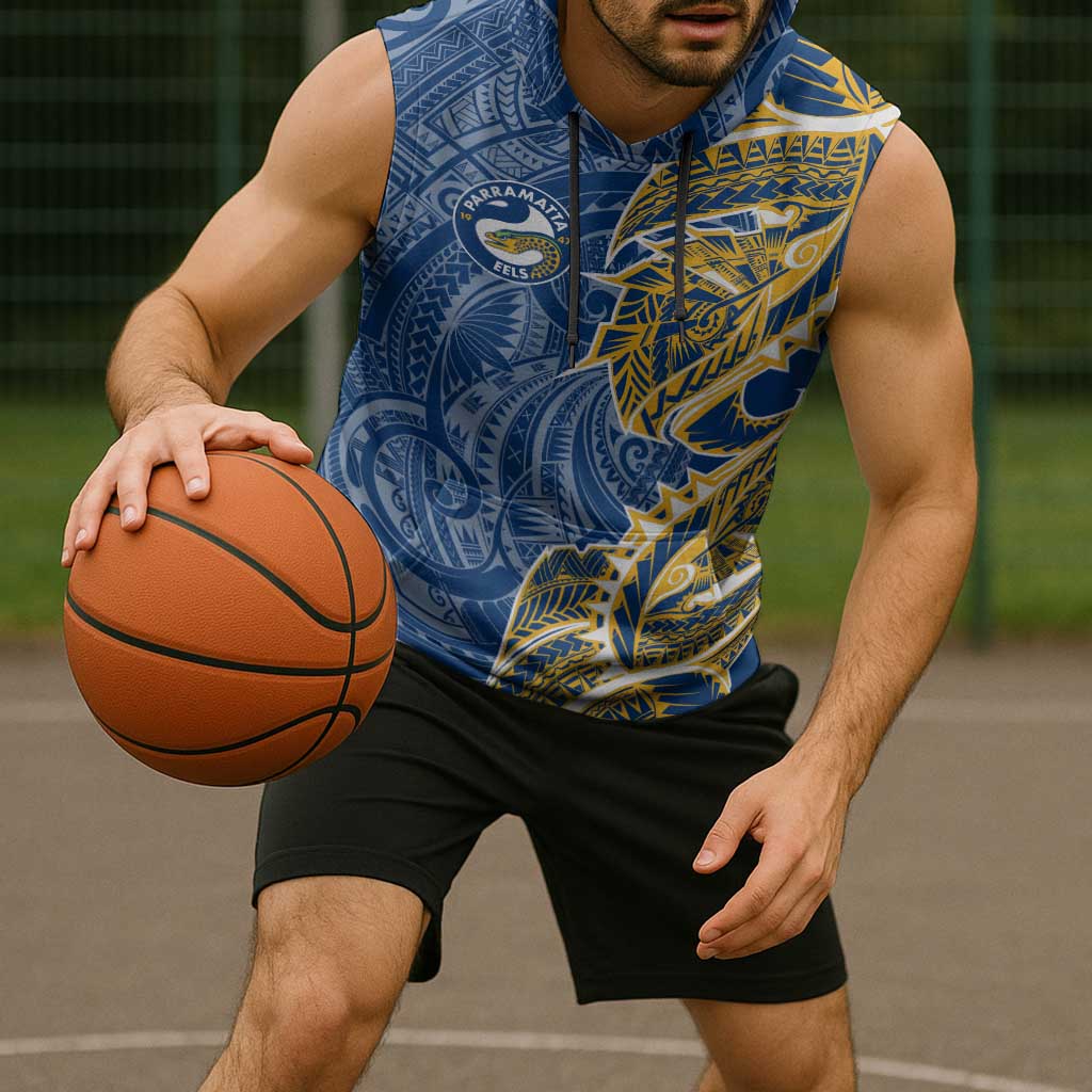 Parramatta Eels Sleeveless Hoodie Polynesian Tribal Tattoo Pacific Sport Art