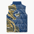 Parramatta Eels Sleeveless Puffer Jacket Polynesian Tribal Tattoo Pacific Sport Art