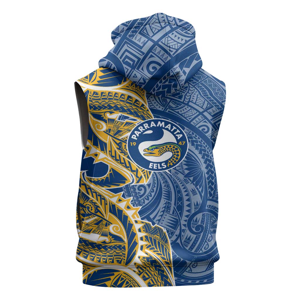 Parramatta Eels Sleeveless Zip Hoodie Polynesian Tribal Tattoo Pacific Sport Art