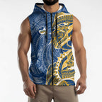 Parramatta Eels Sleeveless Zip Hoodie Polynesian Tribal Tattoo Pacific Sport Art