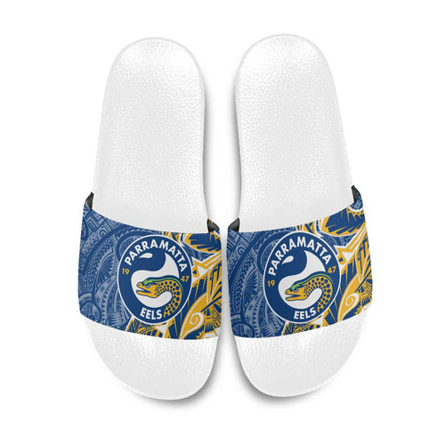 Parramatta Eels Slide Sandals Polynesian Tribal Tattoo Pacific Sport Art