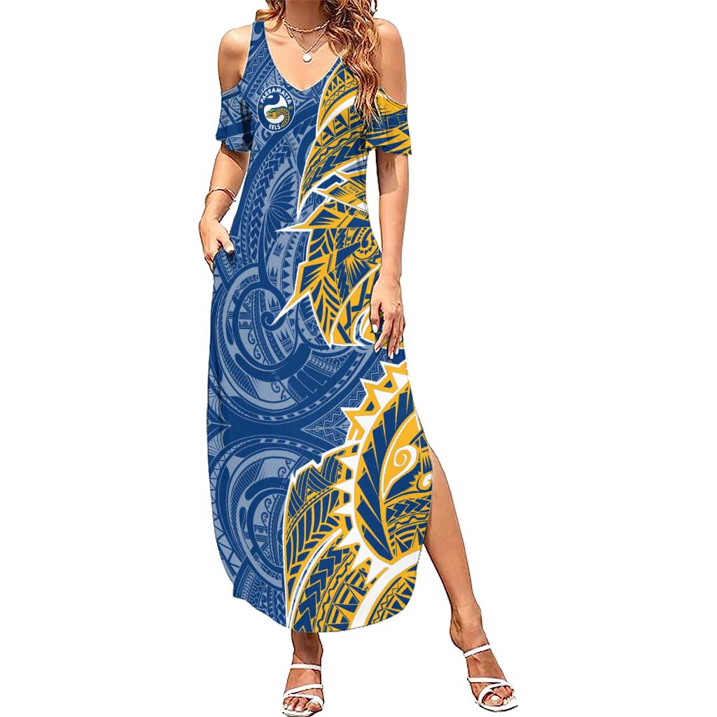 Parramatta Eels Summer Maxi Dress Polynesian Tribal Tattoo Pacific Sport Art