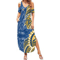 Parramatta Eels Summer Maxi Dress Polynesian Tribal Tattoo Pacific Sport Art