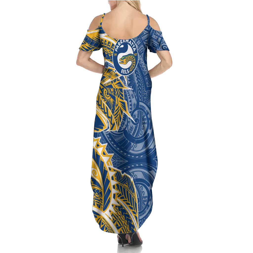 Parramatta Eels Summer Maxi Dress Polynesian Tribal Tattoo Pacific Sport Art