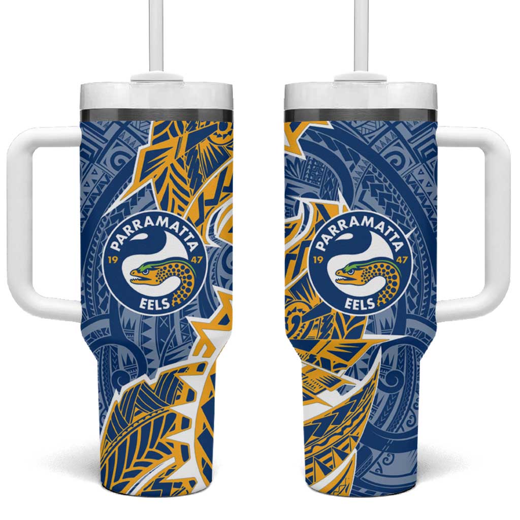 Parramatta Eels Tumbler With Handle Polynesian Tribal Tattoo Pacific Sport Art