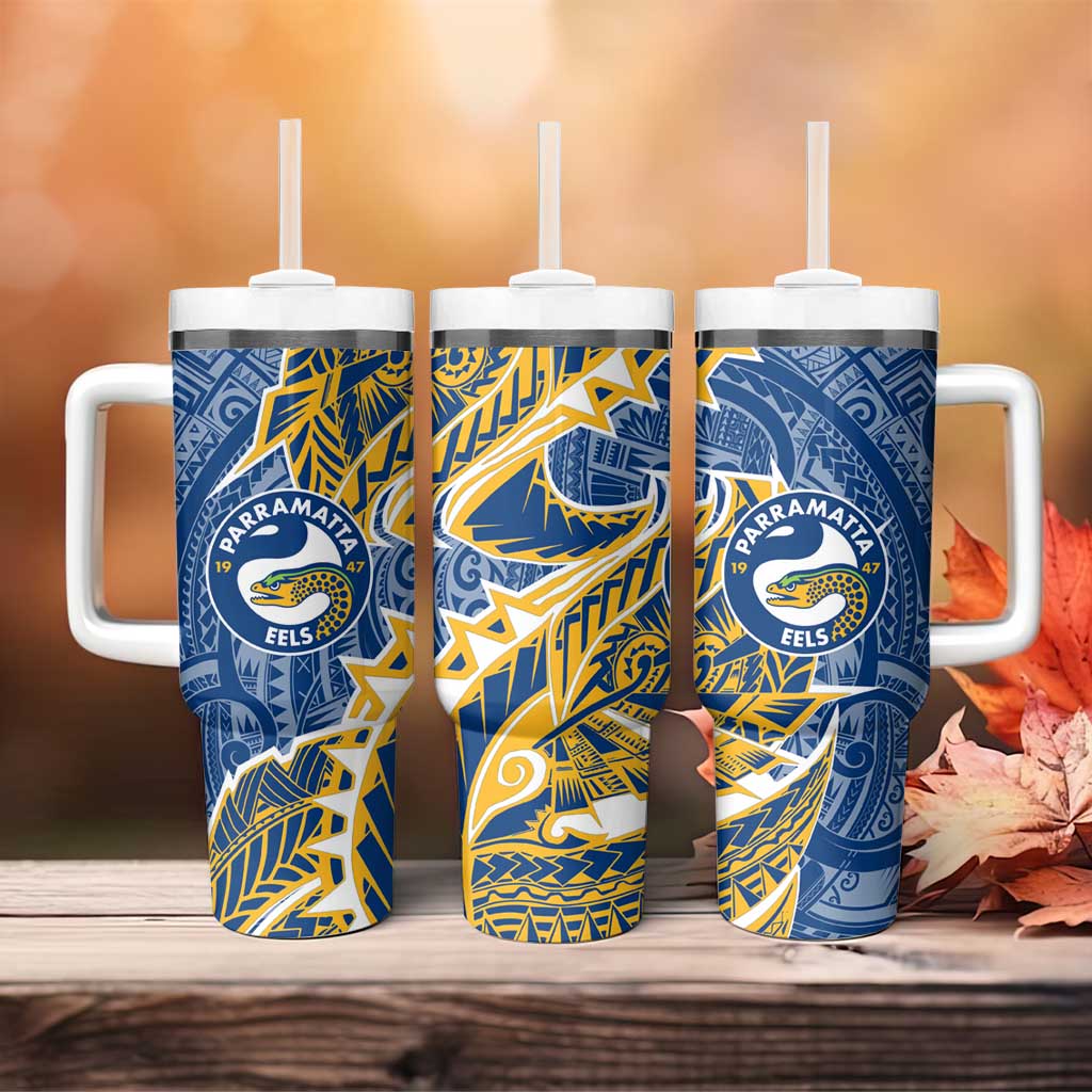 Parramatta Eels Tumbler With Handle Polynesian Tribal Tattoo Pacific Sport Art