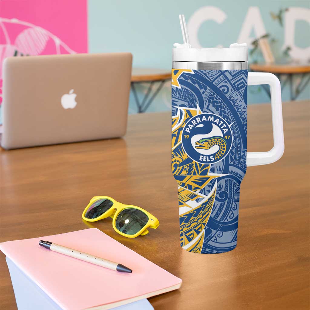 Parramatta Eels Tumbler With Handle Polynesian Tribal Tattoo Pacific Sport Art