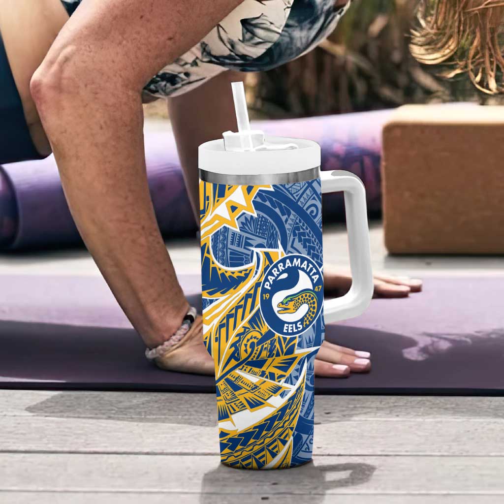 Parramatta Eels Tumbler With Handle Polynesian Tribal Tattoo Pacific Sport Art