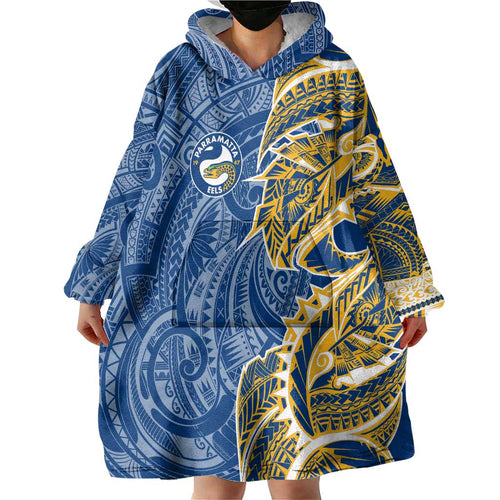 Parramatta Eels Wearable Blanket Hoodie Polynesian Tribal Tattoo Pacific Sport Art