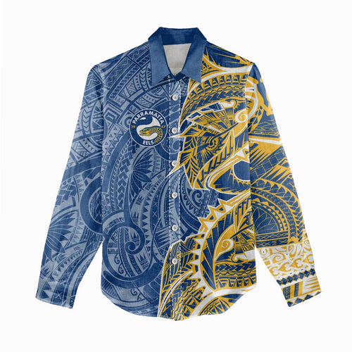 Parramatta Eels Women Casual Shirt Polynesian Tribal Tattoo Pacific Sport Art