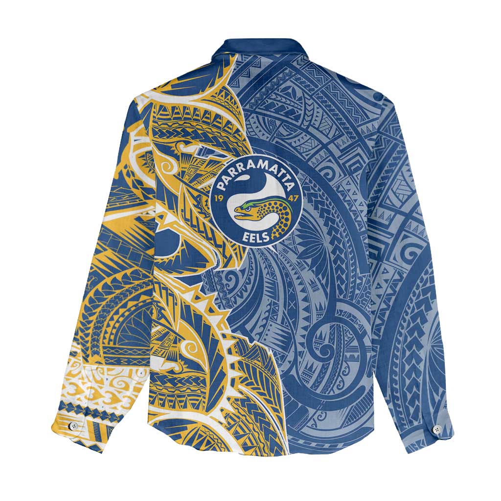 Parramatta Eels Women Casual Shirt Polynesian Tribal Tattoo Pacific Sport Art