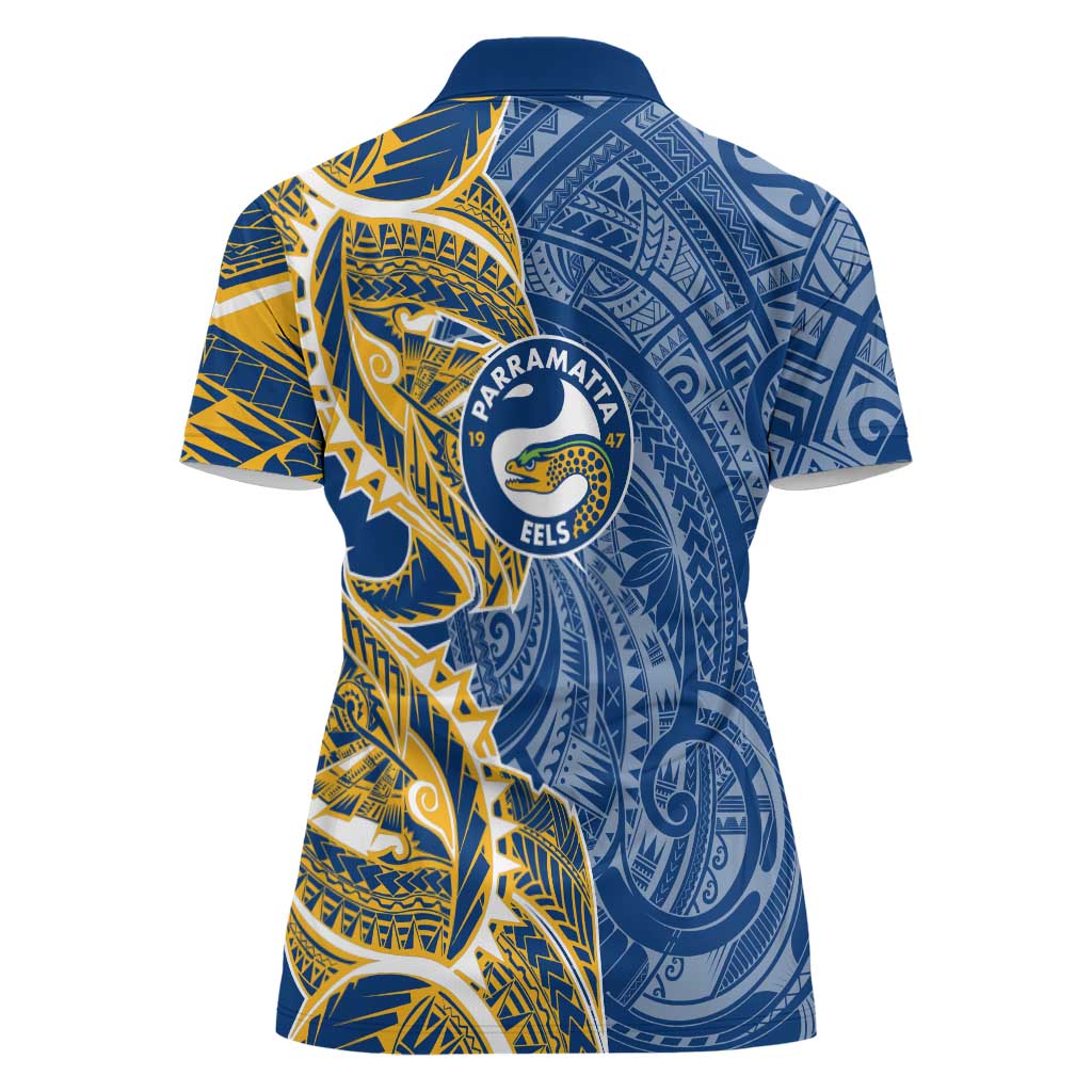 Parramatta Eels Women Polo Shirt Polynesian Tribal Tattoo Pacific Sport Art