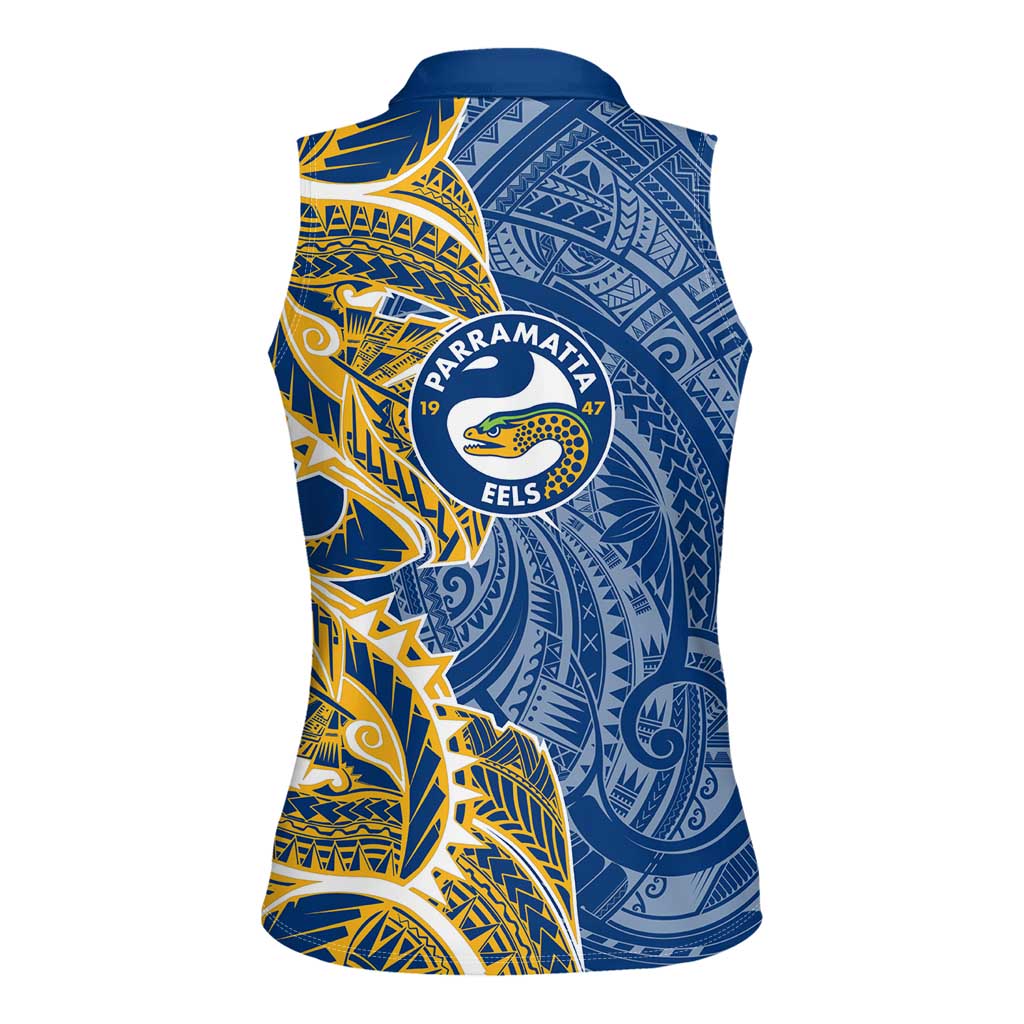 Parramatta Eels Women Sleeveless Polo Shirt Polynesian Tribal Tattoo Pacific Sport Art