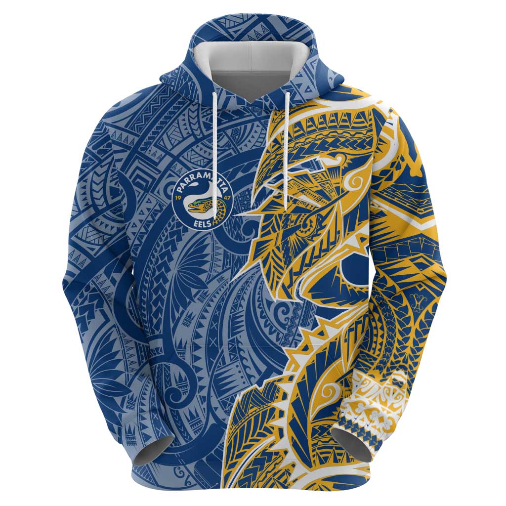 Parramatta Eels Zip Hoodie Polynesian Tribal Tattoo Pacific Sport Art
