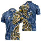 Parramatta Eels Zipper Polo Shirt Polynesian Tribal Tattoo Pacific Sport Art